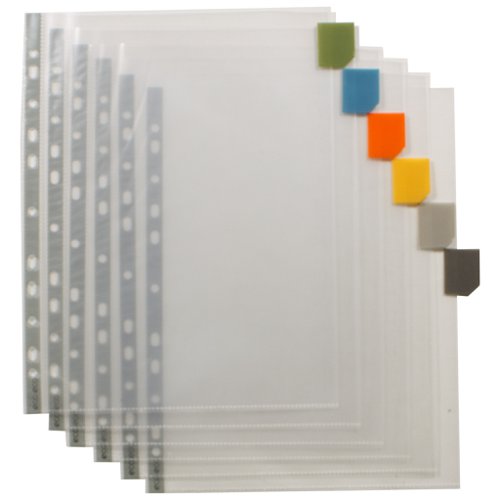 Eco A4 95% Recycled Set 12 Index Tabbed Premier Punched Pkt Punched Pockets PF1568
