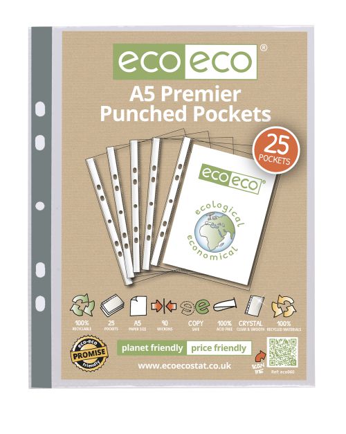 Eco A5 100% Recycled Bag 25 Premier Multi Punched Pockets