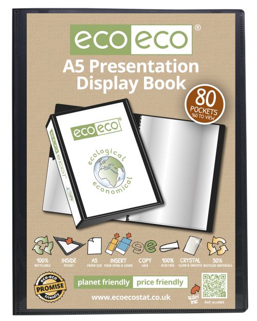 A5 50% Recycled 80 Pocket Presentation Display Book