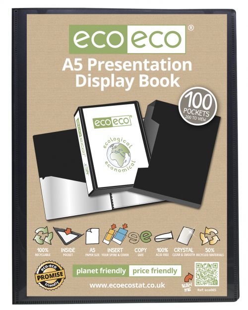 A5 50% Recycled 100 Pocket Presentation Display Book & Box