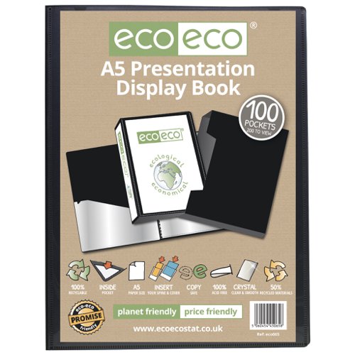 Eco Eco A5 50% Recycled Presentation Display Book with 100 Pockets  & Box - Single