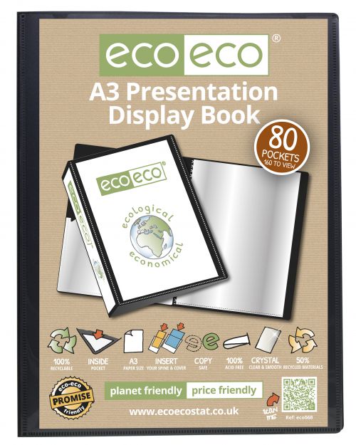 A3 50% Recycled 80 Pocket Presentation Display Book