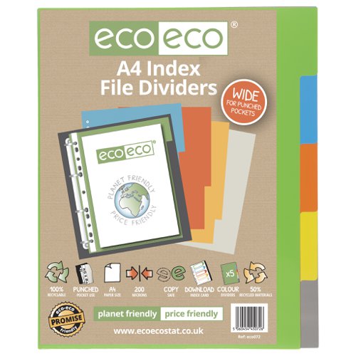 A4 50% Recycled Set 5 Wide Index File Dividers (1)