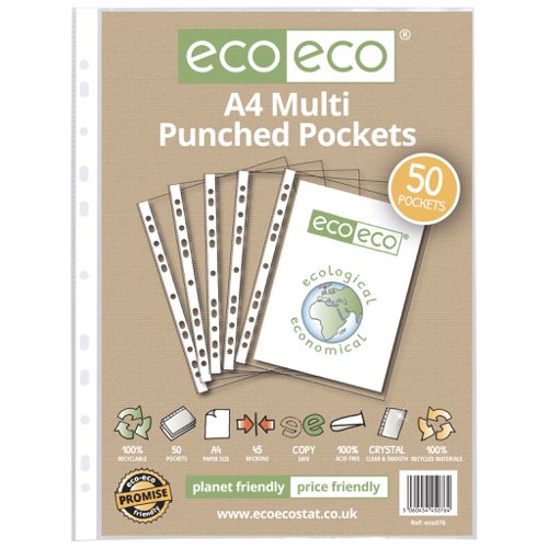 A4 100% Recycled Bag 50 Multi Punched Pockets (1)