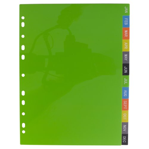 A4 50% Recycled January - December Index File Dividers (1) Printed File Dividers ECO081-S