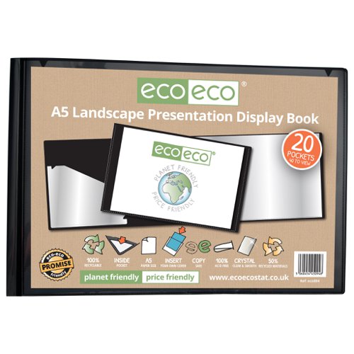 A5 50% Recycled 20 Pocket Landscape Presentation Display Book (Pack of 12)