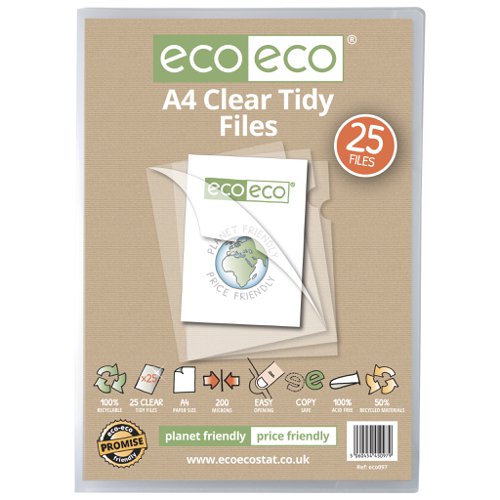 A4 50% Recycled Bag 25 Clear Tidy Files (1)