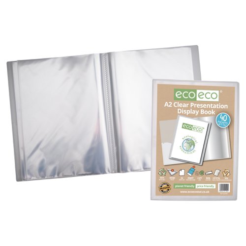 A2 50% Recycled Clear 40 Pocket Presentation Display Book (1)