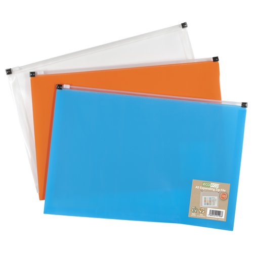 A5 50% Recycled Expanding Zip File (Pack of 12)
