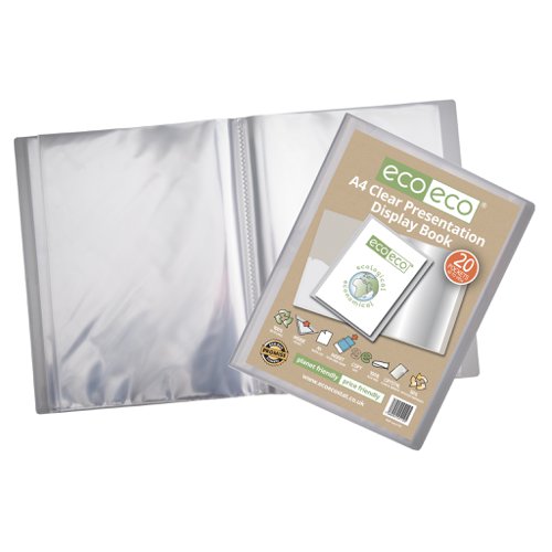 A4 50% Recycled Clear 20 Pocket Presentation Display Book (1)