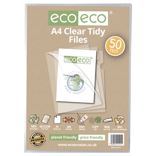 A4 50% Recycled Bag 50 Clear Tidy Files (Pack of 10)
