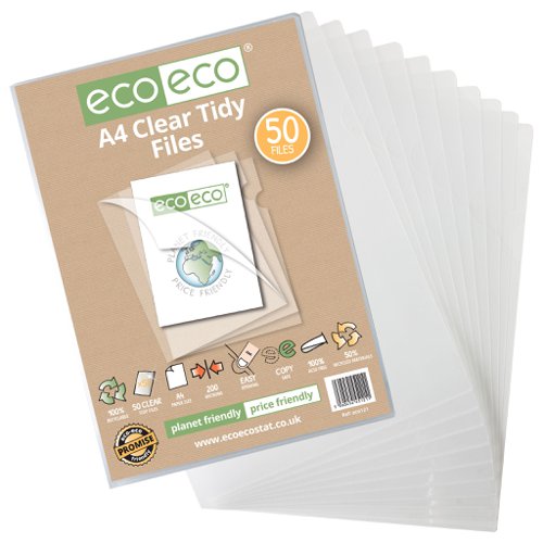 A4 50% Recycled Bag 50 Clear Tidy Files (1)