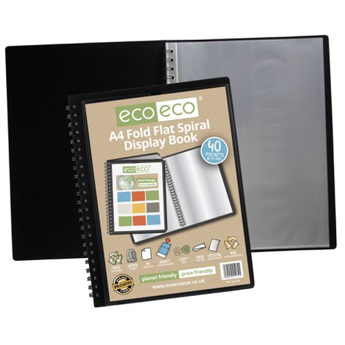 A4 50% recycled 40 pocket Fold Flat Spiral display book (1)