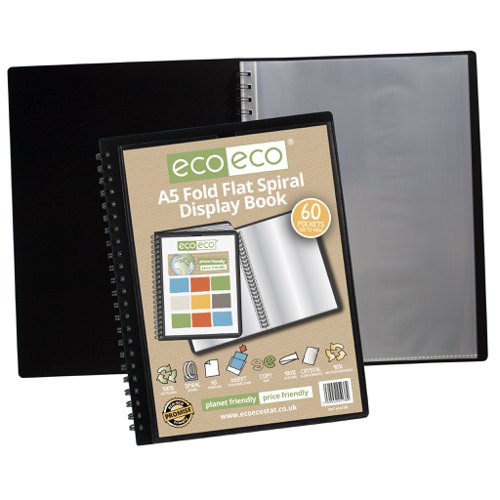 A5 50% recycled 60 pocket Fold Flat Spiral display book (1)