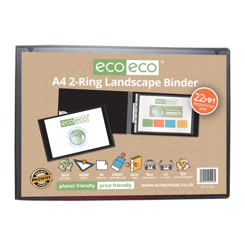 A4 Black 95% Recycled 2-O Ring Landscape Binder (1)