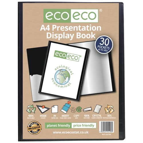 A4 50% Recycled 30 Pocket Presentation Display Book