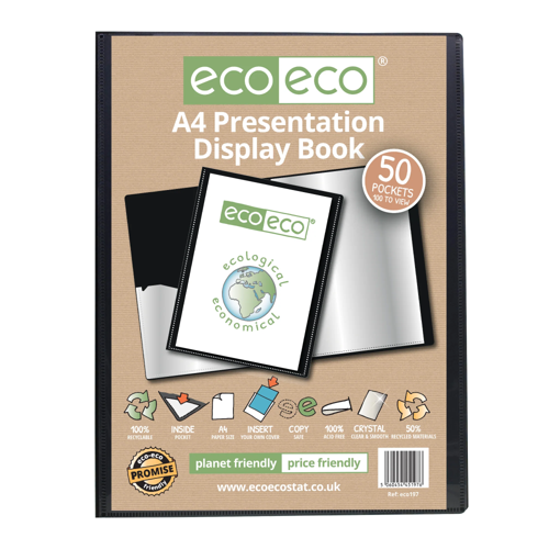 A4 50% Recycled 50 Pocket Presentation Display Book