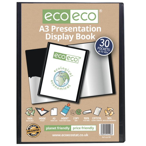 A3 50% Recycled 30 Pocket Presentation Display Book