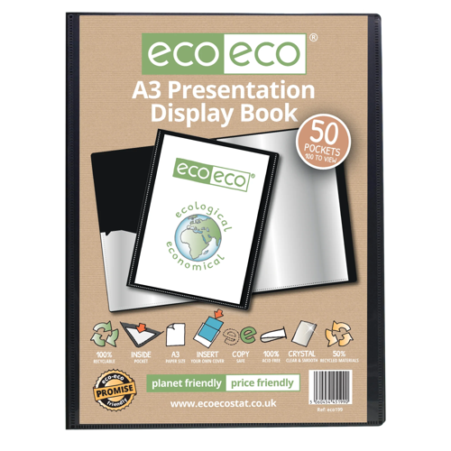 A3 50% Recycled 50 Pocket Presentation Display Book