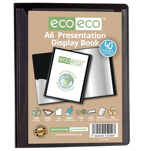 A6 50% Recycled 40 Pocket Presentation Display Book