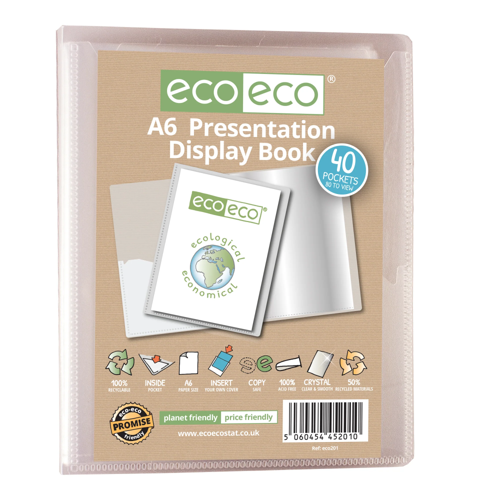 A6 Clear 50% Recycled 40 Pocket Presentation Display Book