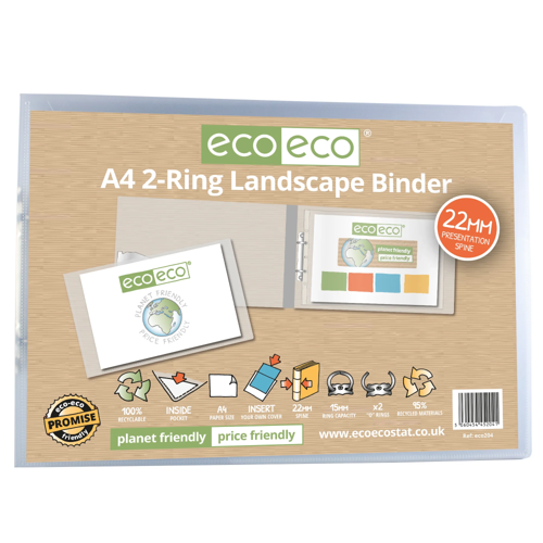 A4 Clear 95% Recycled 2-O Ring Landscape Binder (1)