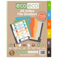 A5 50% Recycled Set 6 Index File Dividers (Pack of 12)
