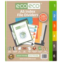 A5 50% Recycled Set 6 Wide Index File Dividers 