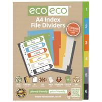A4 50% Recycled Set 6 Index File Dividers 