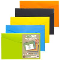 Pack 5 A4+ 50% Recycled Colour Press Stud Wallets (1)