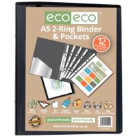 A5 65% Recycled Ring Binder with 12 Multi Punched Pockets