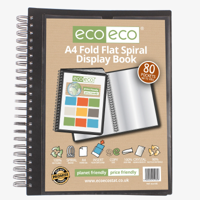 A4 90% Recycled 80 Pocket Fold Flat Spiral Display Book