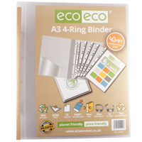 A3 Clear 95% Recycled Portrait 4-D Ring Binder