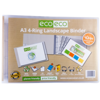 A3 Clear 95% Recycled Landscape 4-D Ring Binder