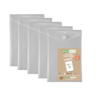 Pack 5 A7 95% Recycled Clear Portrait Press Stud Wallets