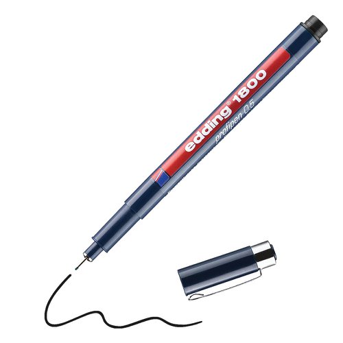 41007ED - edding 1800 Profipen Fineliner Pen 0.50mm Line Black (Pack 10) - 4-180005001