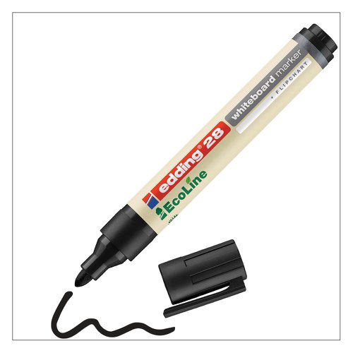 Edding 28 Ecoline Climate Neutral Bullet Tipped Whiteboard Marker Black 4-28001 Pack x 10