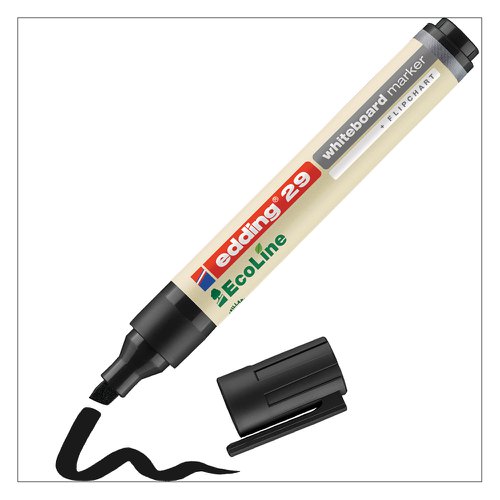 75447ED - edding 29 EcoLine Whiteboard Marker Chisel Tip 1-5mm Line Black (Pack 10) - 4-29001