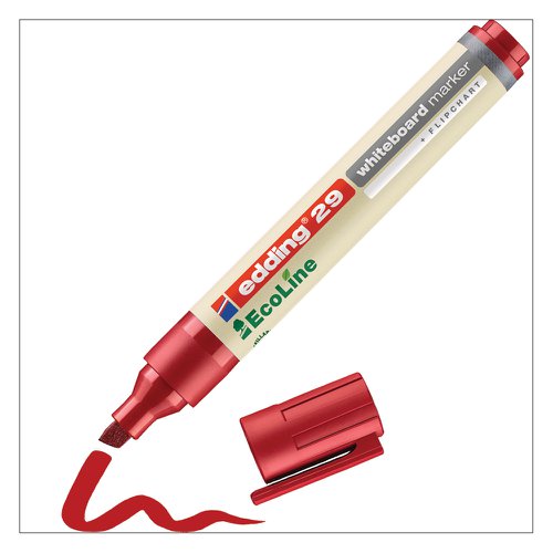 edding 29 EcoLine Whiteboard Marker Chisel Tip 1-5mm Line Red (Pack 10) - 4-29002 Drywipe Markers 75454ED