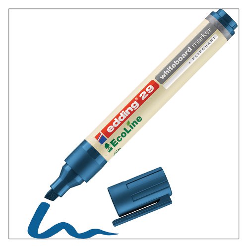 edding 29 EcoLine Whiteboard Marker Chisel Tip 1-5mm Line Blue (Pack 10) - 4-29003 Drywipe Markers 75461ED