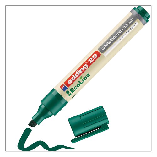 edding 29 EcoLine Whiteboard Marker Chisel Tip 1-5mm Line Green (Pack 10) - 4-29004 Drywipe Markers 75468ED