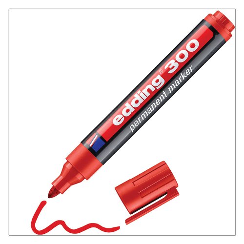 edding 300 Permanent Marker A8 Bullet Red Box of 10