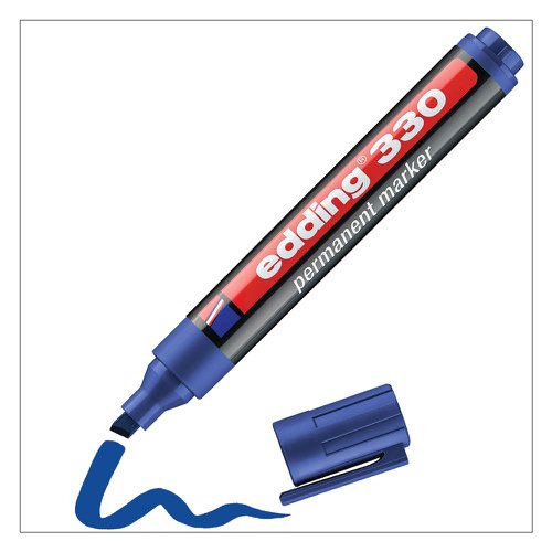 The convenient solution for everyday marking needs. Whether you need to mark finished goods for identification or label office equipment, the edding 330 is the right choice. In addition, its chisel nib allows you to write both broad and fine lines on almost all materials and surfaces. The practical clip prevents the marker from rolling off and allows you to clip it to your clothes.This permanent marker writes on a range of surfaces including metal, wood, plastic, glass or cardboard. What's more, it contains waterproof, quick-drying, low-odour and lightfast ink. It is the convenient assistant for everyday marking tasks.
