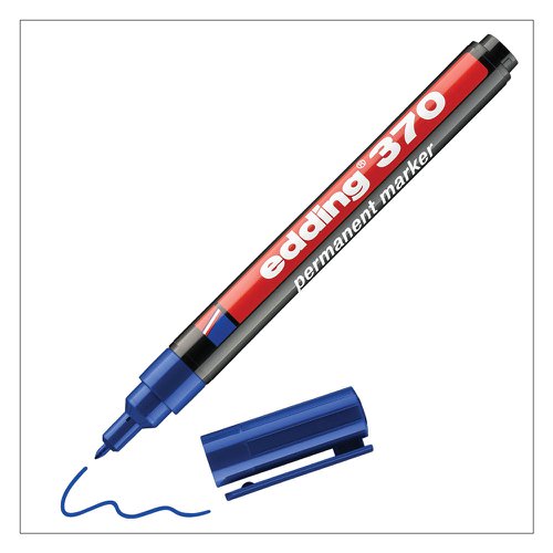 edding 370 Permanent Marker Bullet Tip 1mm Line Blue (Pack 10) - 4-370003 Permanent Markers 75608ED