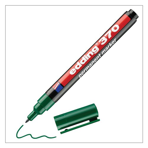 edding 370 Permanent Marker Bullet Tip 1mm Line Green (Pack 10) - 4-370004