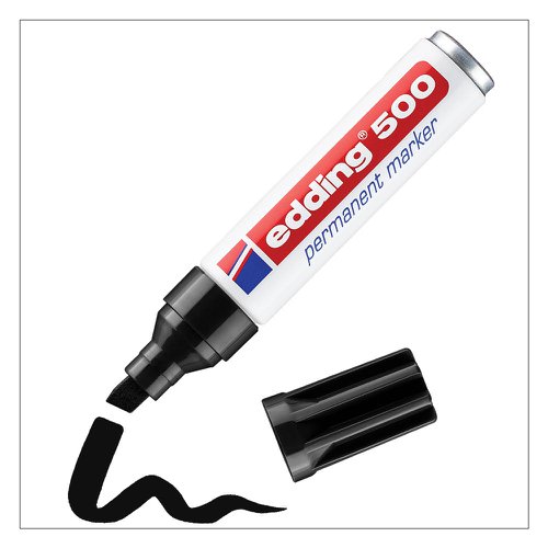 Edding 500 Permanent Marker Chisel Tip 2-7mm Line Black Ref 4-500001 [Pack 10]