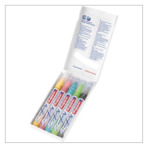 edding 5100 Acrylic Marker Bullet Tip 2-3mm Line Assorted Pastel Colours (Pack 5) 4-5100-5-099 Edding