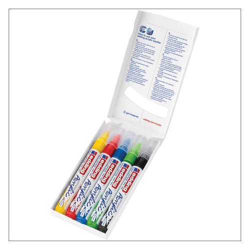 edding 5100 Acrylic Marker Bullet Tip 2-3mm Line Assorted Basic Colours (Pack 5) 4-5100-5 10516ED Buy online at Office 5Star or contact us Tel 01594 810081 for assistance