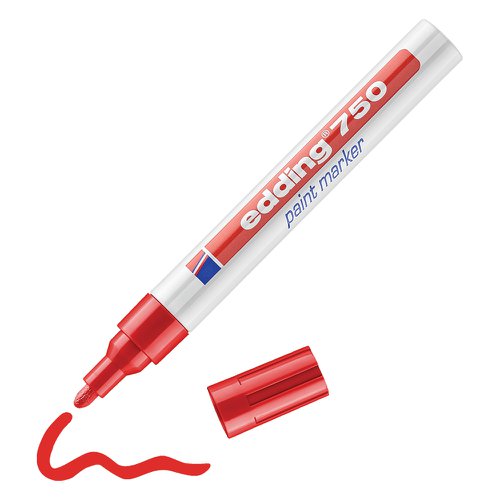Edding 750 Paint Marker Bullet Tip 2-4mm Red [Pack 10] 4-750002