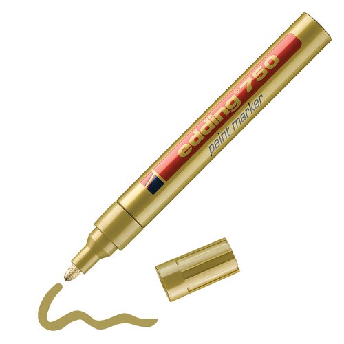 edding 750 Paint Marker Bullet Tip 2-4mm Line Gold (Pack 10) - 4-750053 Edding
